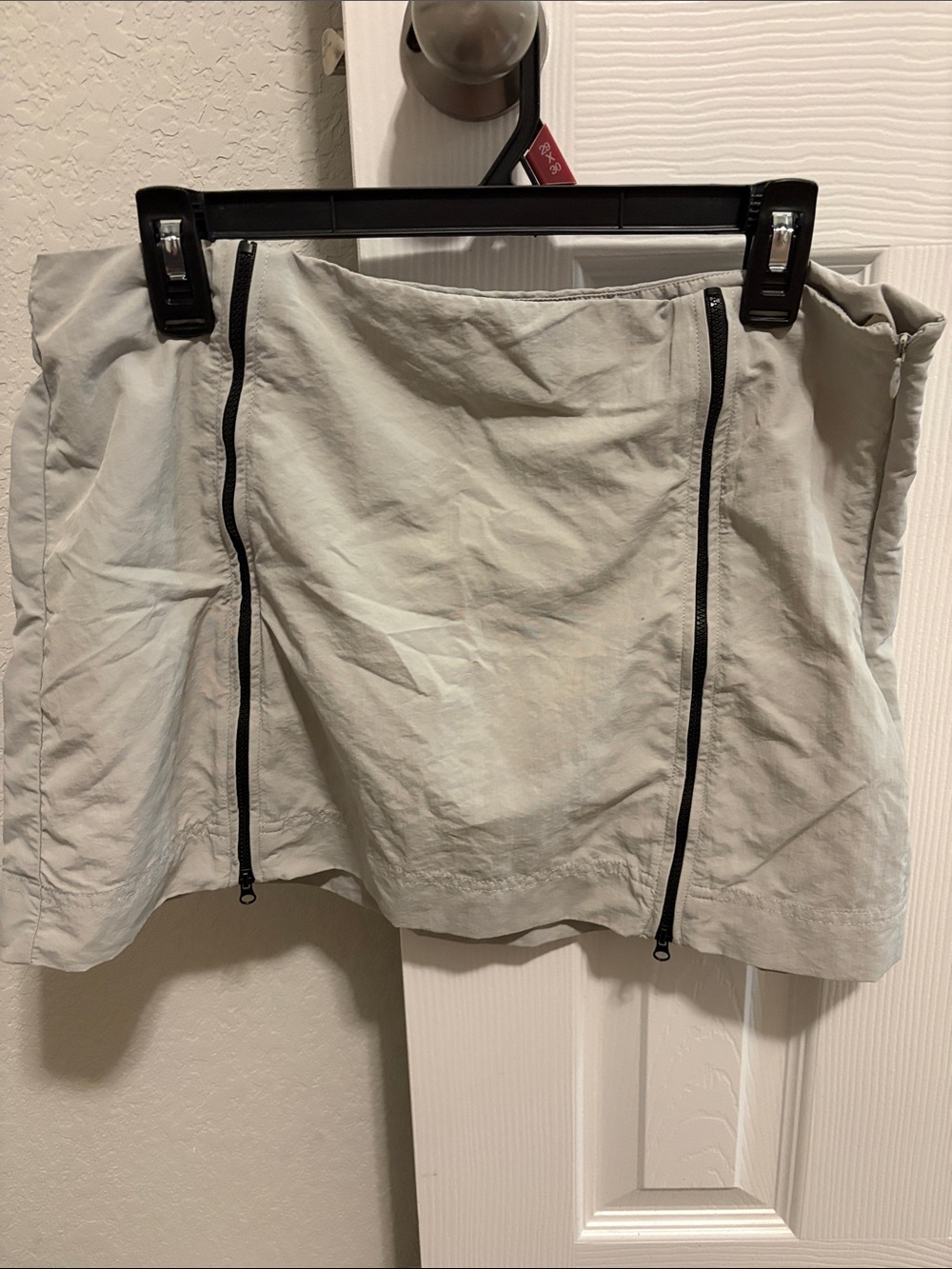Zara Light Gray Mini Skirt with Black Vertical Zippers